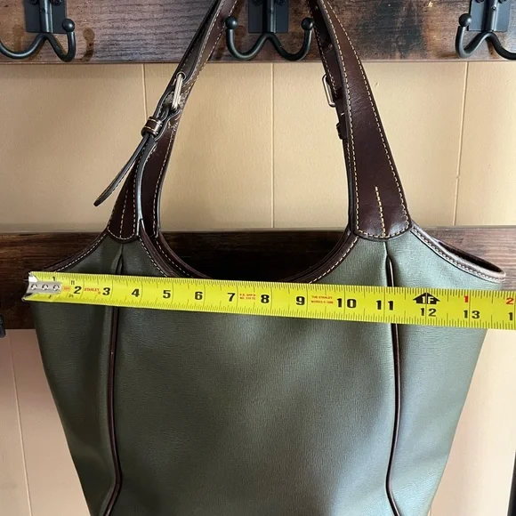 Dooney & Bourke Maddie Saffiano in Green and Brown - Picture 15 of 16